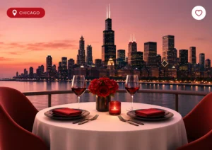 Romantic rooftop dinner in Chicago