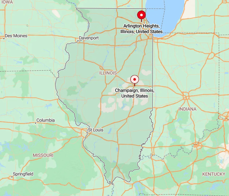 Map of Arlington Heights, Illinois, United States