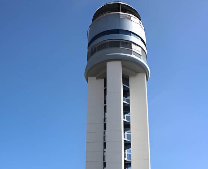 Columbus, OhioUSA March 27,2019 John Glenn International Airport Control Tower.