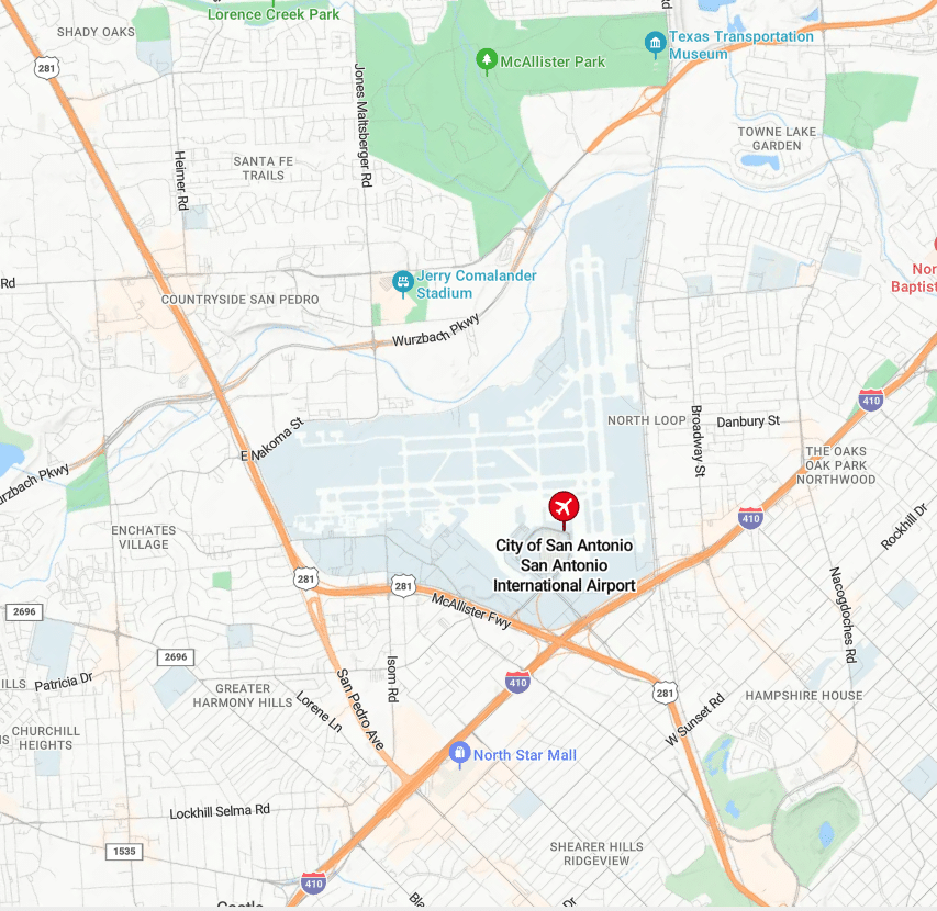 map of City of San Antonio San Antonio International Airport