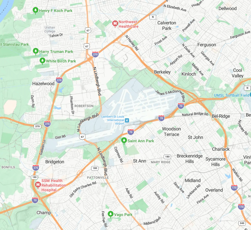 Map of St Louis Lambert International Airport