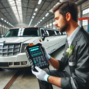 A worker checking Performance of limo