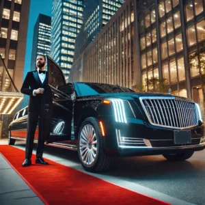 Luxurious black limousine
