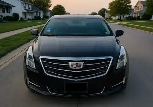Front View of Luxury Black Cadillac XTS