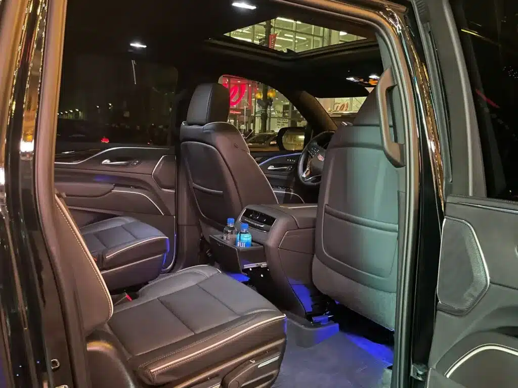 Interior of Black Cadillac Escalade Vehicle