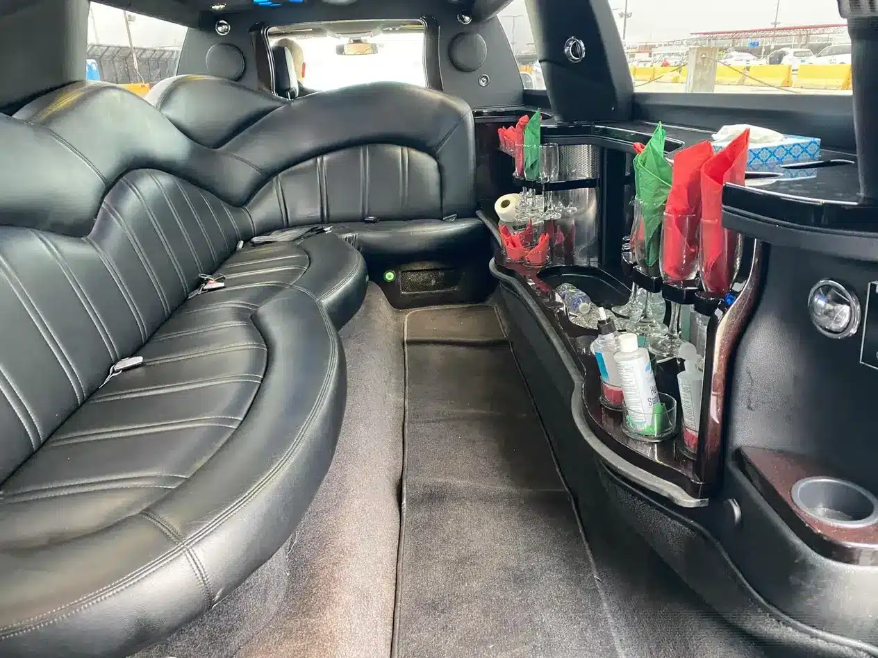Interior of luxury limousine