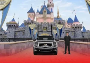 Luxury car at Disneyland entrance