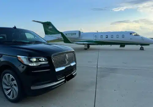 Luxury Black car in airport