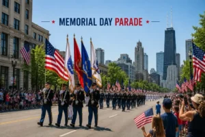 Memorial Day parade in city