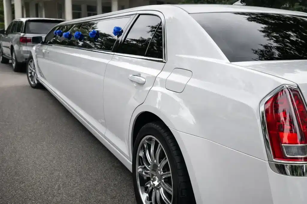 Luxury white limousine