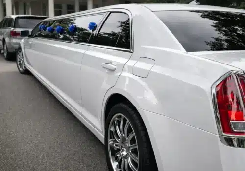 Luxury white limousine
