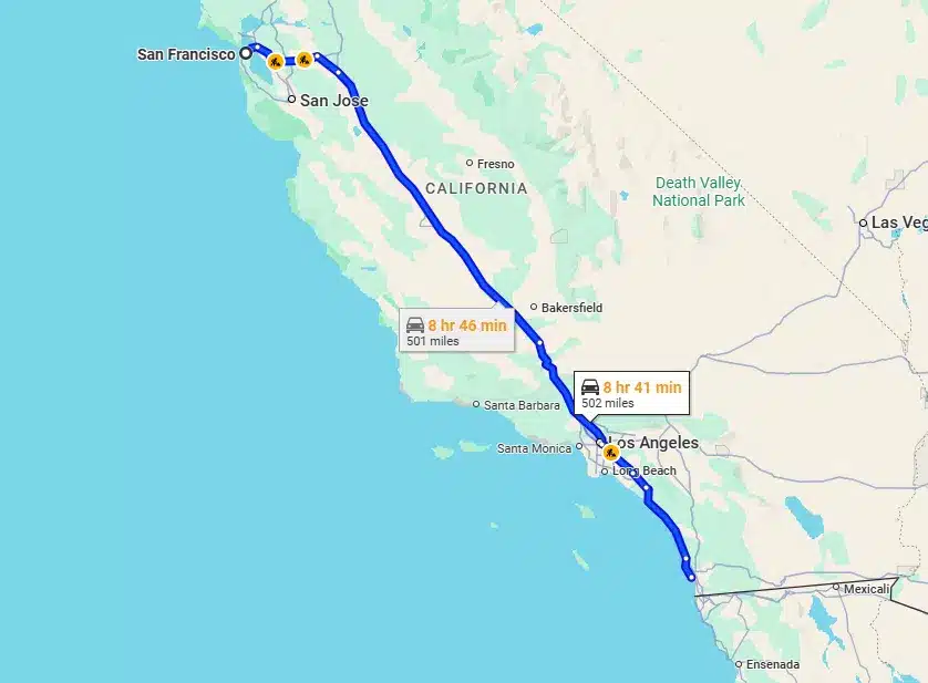 San Francisco to San Diego, CA