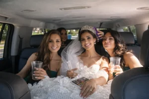 Bridal party celebration in the SUV