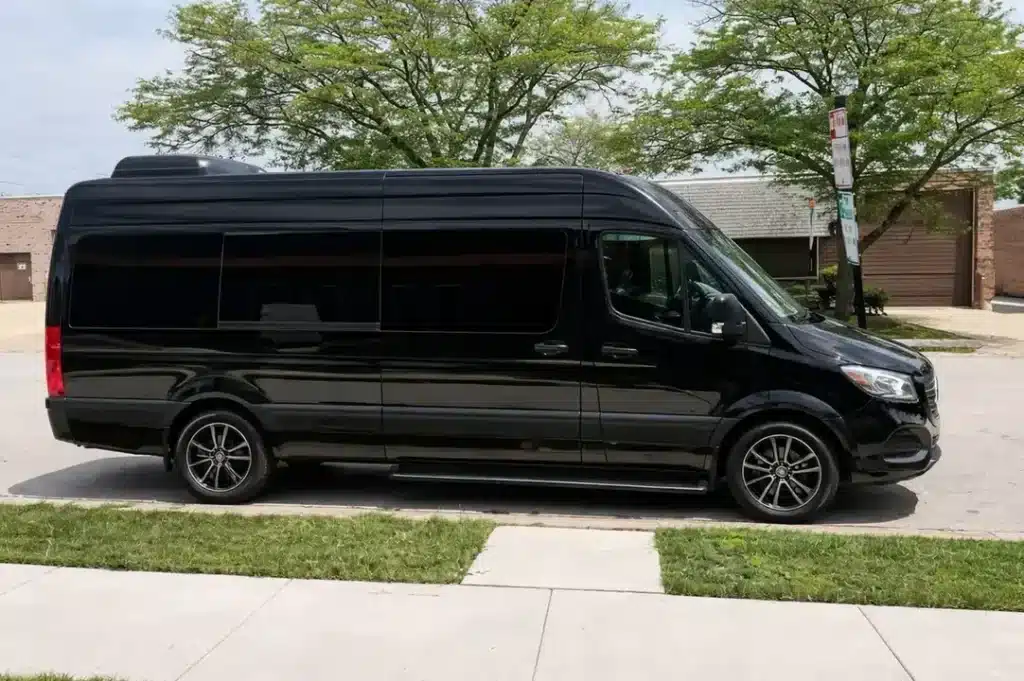 Sleek black Mercedes van