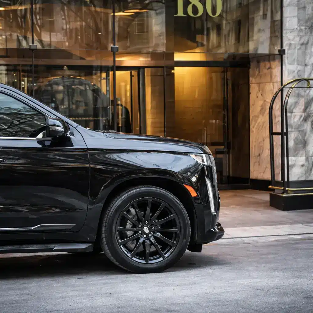 Sleek Cadillac at luxury hotel