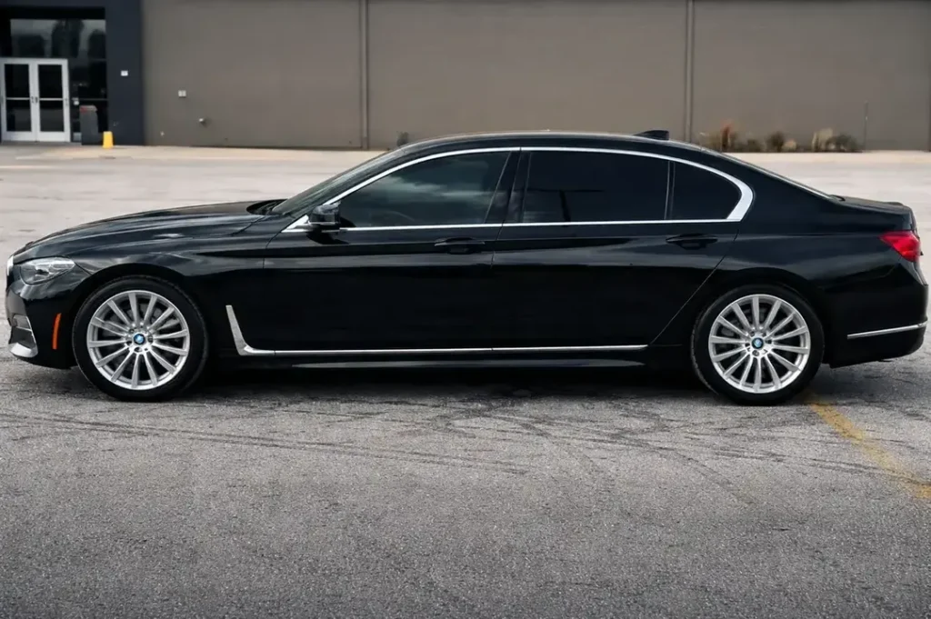 Sleek black BMW in daylight