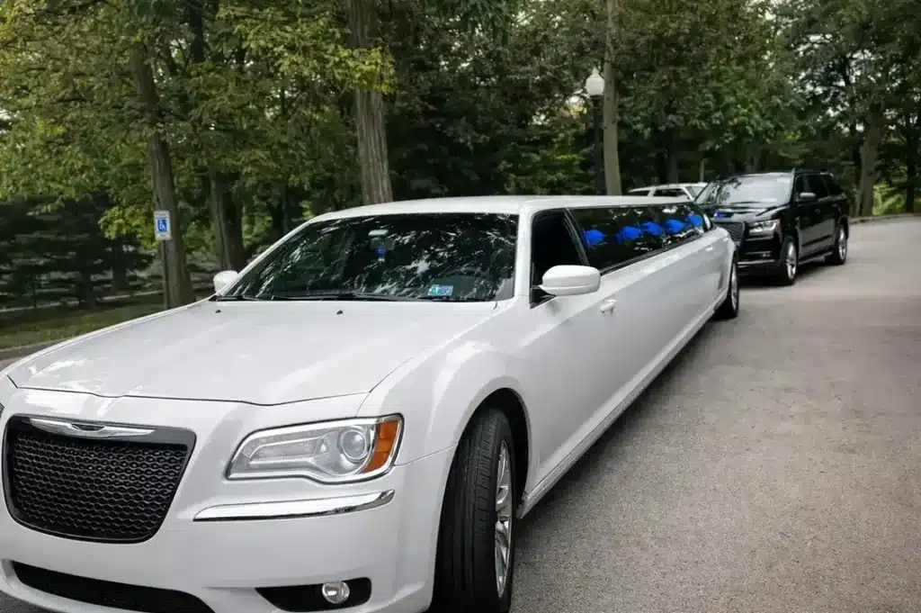 white luxury limousine