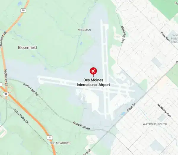 Map of Des Moines International Airport