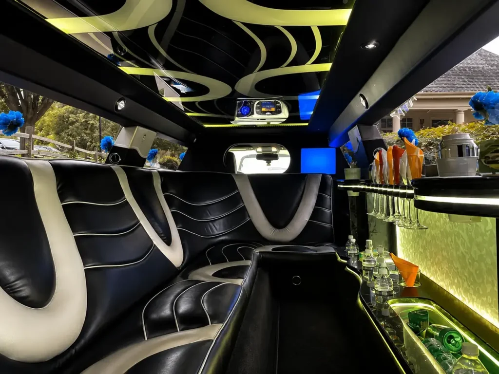 Luxury limo interior with neon a