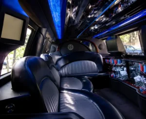 Luxury limo interior with vibrant lightning